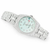 PJ R*L*X  Mens Moissanite Watch Tiffany Blue Dial Baguette Diamond Full Pave Setting Iced Watch Luxury Stainless Steel Trending Color