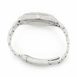 PJ R*L*X  Mens Moissanite Watch Silver Tone Full Diamond Arabic Numerals Baguette Pave Setting Iced Watch Luxury Middle East Style