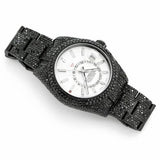 PJ R*L*X  Mens Moissanite Watch Black Iced Out GMT 24 Hour Full Diamond Pave White Dial Iced Watch Luxury Multi Function