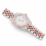 PJ R*L*X Mens Moissanite Watch Two Tone Rose Gold Roman Numerals Full Diamond Pave Setting Iced Watch Luxury Jubilee Bracelet