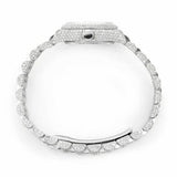 PJ R*l*x Womens Moissanite Watch Silver Tone Pink MOP Dial Full Diamond Pave Setting Iced Watch Luxury Jubilee Bracelet Diamond Markers