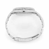 PJ R*l*x Mens Moissanite Watch Silver Tone Full Diamond Arabic Numerals Pave Setting Iced Watch Luxury Stainless Steel Middle East Style