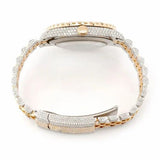 PJ R*L*X  Mens Moissanite Watch Two Tone Yellow Gold Red Dial Diamond Bezel Full Pave Iced Watch Luxury Jubilee Bracelet