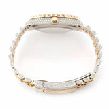 PJ R*l*x Mens Moissanite Watch Two Tone Yellow Gold Full Diamond Pave Setting Iced Watch Luxury Jubilee Bracelet Diamond Markers