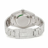 PJ R*L*X  Mens Moissanite Watch Silver Tone Full Diamond Blue Dial Pave Setting Iced Watch Luxury Stainless Steel Monochromatic