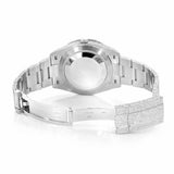 PJ R*L*X Mens Moissanite Watch Silver Tone Full Diamond Gray Dial Green Roman Numerals Pave Setting Iced Watch Luxury Angular Design