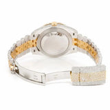 PJ R*L*X  Mens Moissanite Watch Two Tone Yellow Gold Red Dial Diamond Bezel Full Pave Iced Watch Luxury Jubilee Bracelet