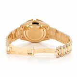 PJ R*L*X  Mens Moissanite Watch Yellow Gold Arabic Numerals Baguette Diamond Day Date Full Pave Setting Iced Watch Luxury Multi Function