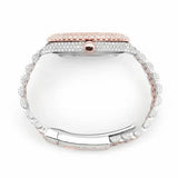 PJ R*L*X  Mens Moissanite Watch Two Tone Rose Gold Chocolate Dial Full Diamond Pave Setting Iced Watch Luxury Jubilee Bracelet