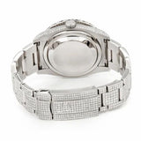 PJ R*L*X  Mens Moissanite Watch Silver Tone Full Diamond Pave Setting Roman Numerals Iced Watch Luxury Stainless Steel Monochromatic