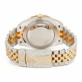 PJ R*L*X  Mens Moissanite Watch Two Tone Yellow Gold Red Dial Diamond Bezel Full Pave Iced Watch Luxury Jubilee Bracelet