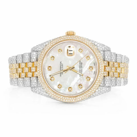 PJ R*L*X  Mens Moissanite Watch Two Tone Yellow Gold Diamond Bezel Jubilee Bracelet Custom Logo Wholesale Private Label Iced Watch Luxury