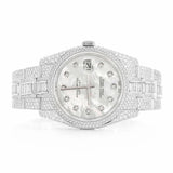 PJ R*l*x Mens Moissanite Watch Mother of Pearl Dial Baguette Diamond Full Pave Custom Logo Wholesale Private Label Iced Watch Luxury