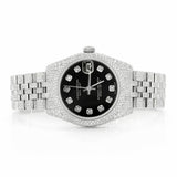 PJ R*L*X Mens Moissanite Watch Silver Tone Full Diamond Black Dial Pave Setting Iced Watch Luxury Jubilee Bracelet Diamond Markers
