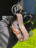 PJ AP Two Tone Dial Bling Automatic Mechanical Iced Out Unisex Moissanite Diamond Watch Tester Pass Original Box Included