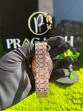 PJ AP Two Tone Dial Bling Automatic Mechanical Iced Out Unisex Moissanite Diamond Watch Tester Pass Original Box Included
