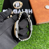 side angle view of diamond iced out watch from pragalbh jewels with elegant gold accents