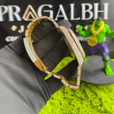 front view of gold iced out watch by pragalbh jewels showcasing roman dial and luxury finish