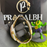 open bracelet angle view of gold iced out watch from pragalbh jewels with elegant craftsmanship
