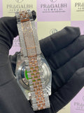 luxury rose gold iced out diamond watch front view by pragalbh jewels handcrafted with brilliance