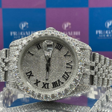 luxury silver diamond iced out watch by pragalbh jewels front straight view showing elegant design