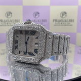 side bracelet view of silver iced out diamond watch by pragalbh jewels handcrafted men luxury design