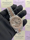 angled view of two tone diamond iced out watch by pragalbh jewels luxury timepiece for men