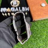 angled side view of two tone iced out watch by pragalbh jewels with luxury diamond finish